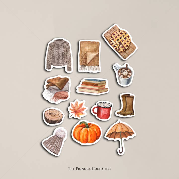 The Pinnock Collective (Duty Paid) - Wholesale Sticker - Watercolour Autumn themed Sticker Sheet3