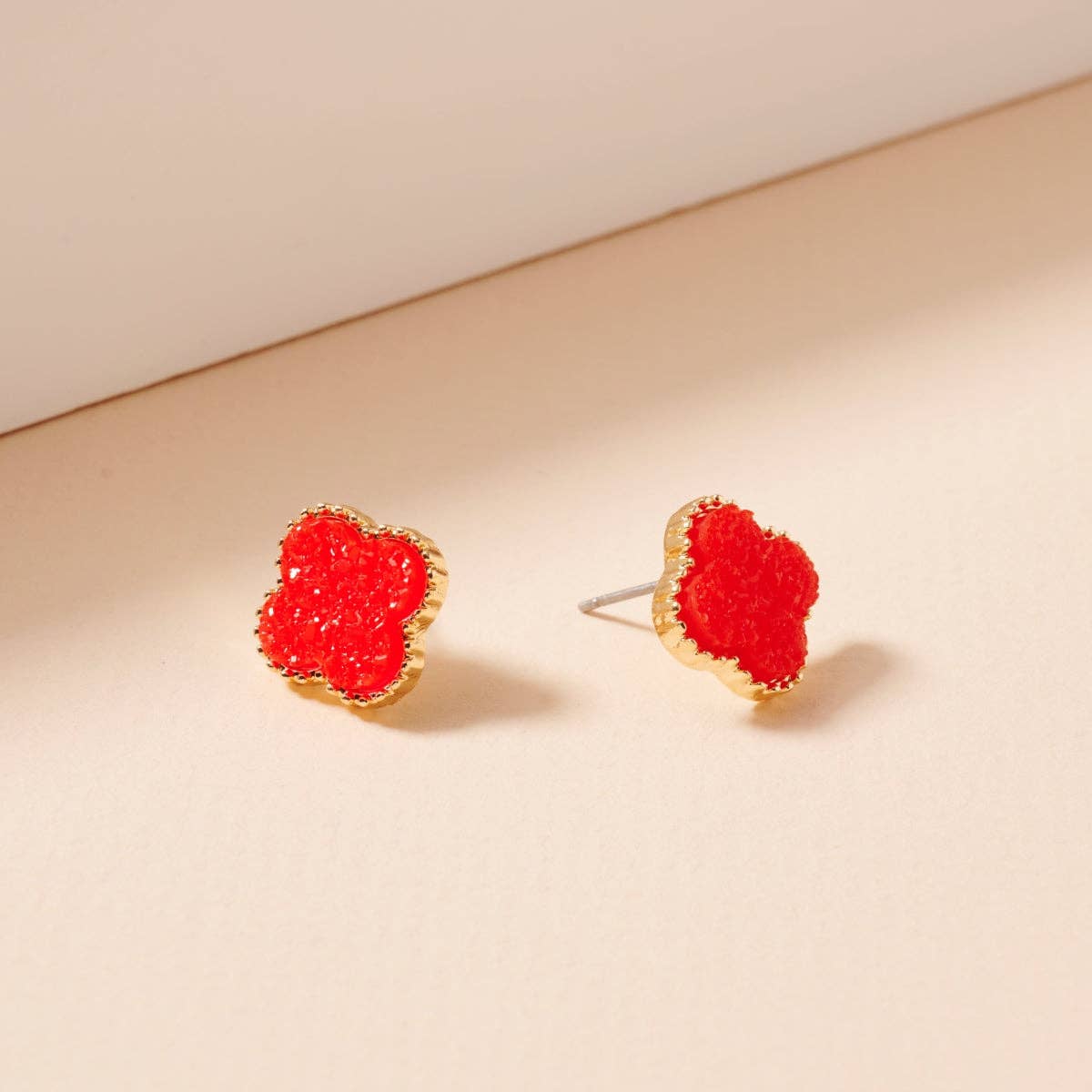 Frem - Wholesale Stud/Post Earrings - Mini Druzy Flower Stud Earrings32