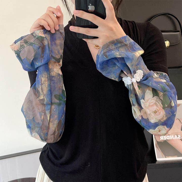 Ice Silk Sun Protection Printed Arm Sleeves for wholesale by Plush Looks