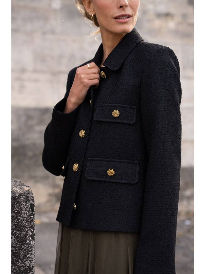 Attentif Paris - Wholesale Jacket - Women's - Straight cut plain tweed jacket6