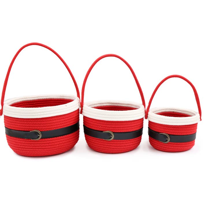 Something Different Wholesale - Wholesale Basket - Set of 3 Red Santa Christmas Baskets