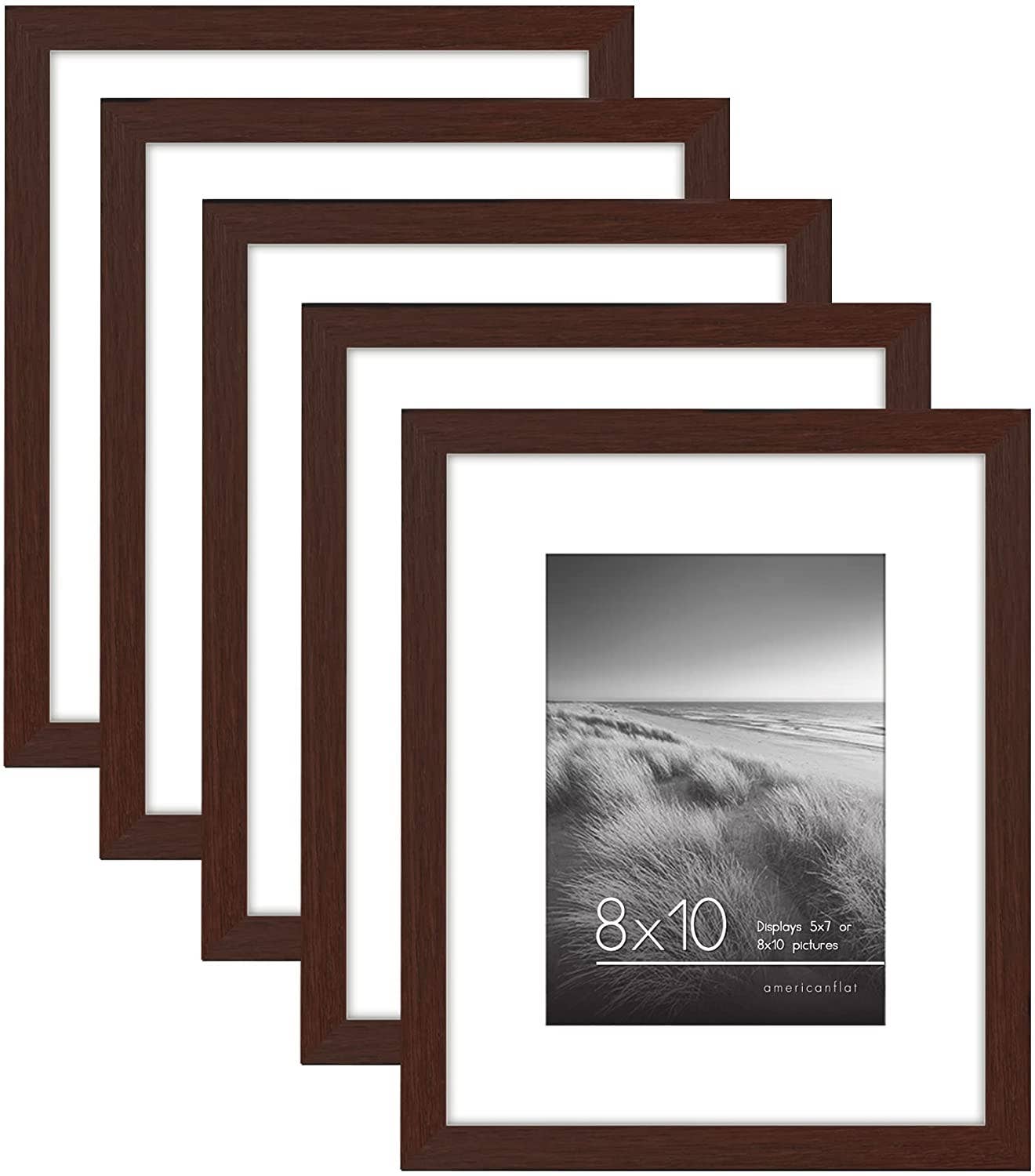 Americanflat - Wholesale Picture Frame - Americanflat Picture Frame with Mat Slim Molding (5 Pack)129