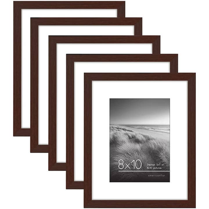 Americanflat - Wholesale Picture Frame - Americanflat Picture Frame with Mat Slim Molding (5 Pack)129