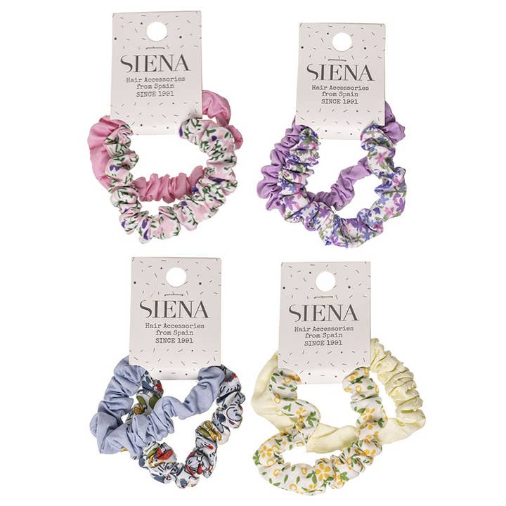 2-pack of liberty and plain scrunchies for wholesale by Siena Hair Accessories