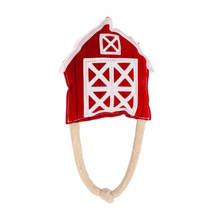 Bæredygtigt rødt bondegårds hundelegetøj i kunstlæder for engroshandel hos Jojo Modern Pets