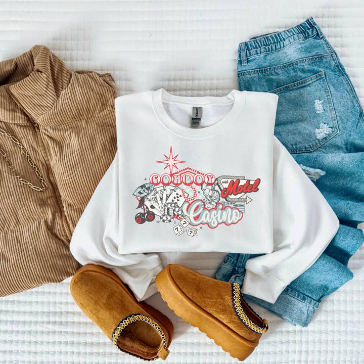 Cowboy Casino Western Retro Vintage Crewneck or Tee for wholesale by The Foxy Golden