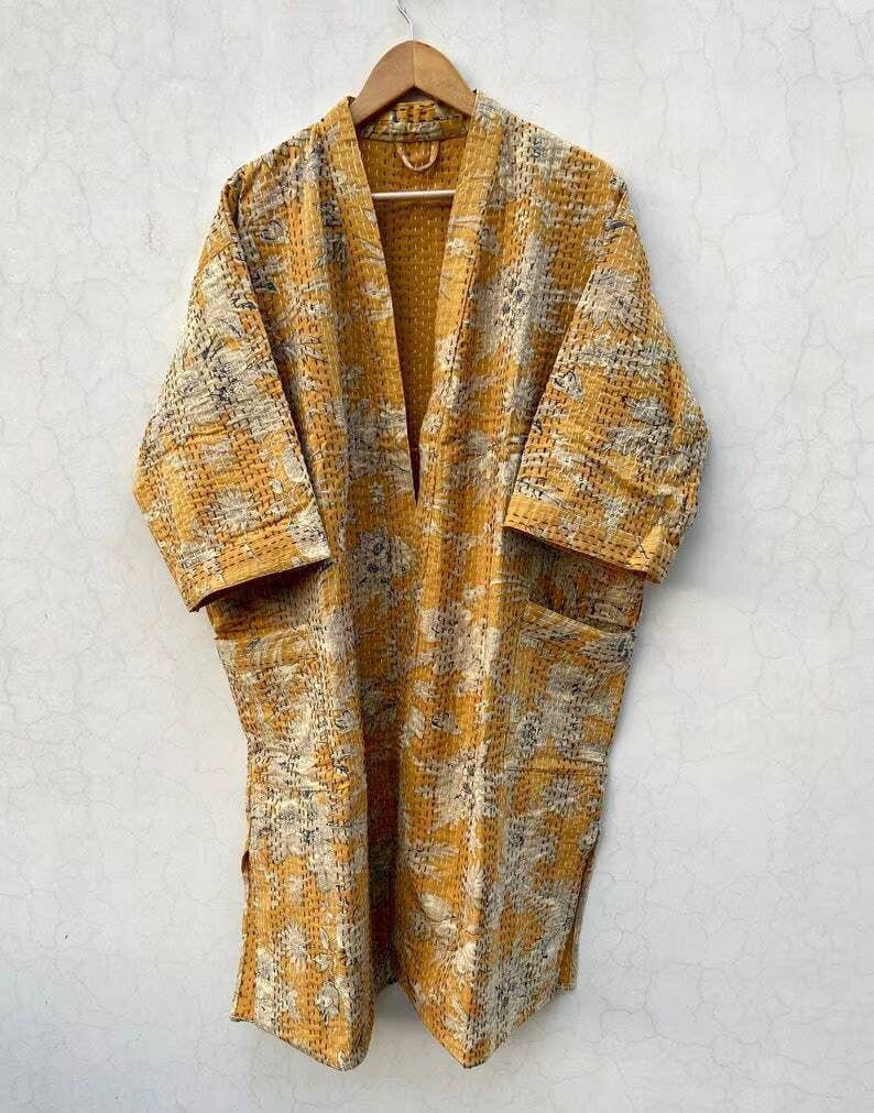 bhavnas boutique - Wholesale Kimono - Women's - Soft Cotton Robe Women Cotton Kantha Kimono Beach Wear Robe0