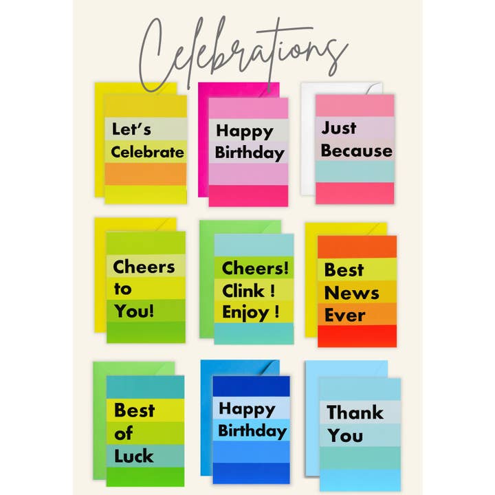 Celebrations Card Pack - 54 Greeting Cards. Save 20% for wholesale by Lil's Cards