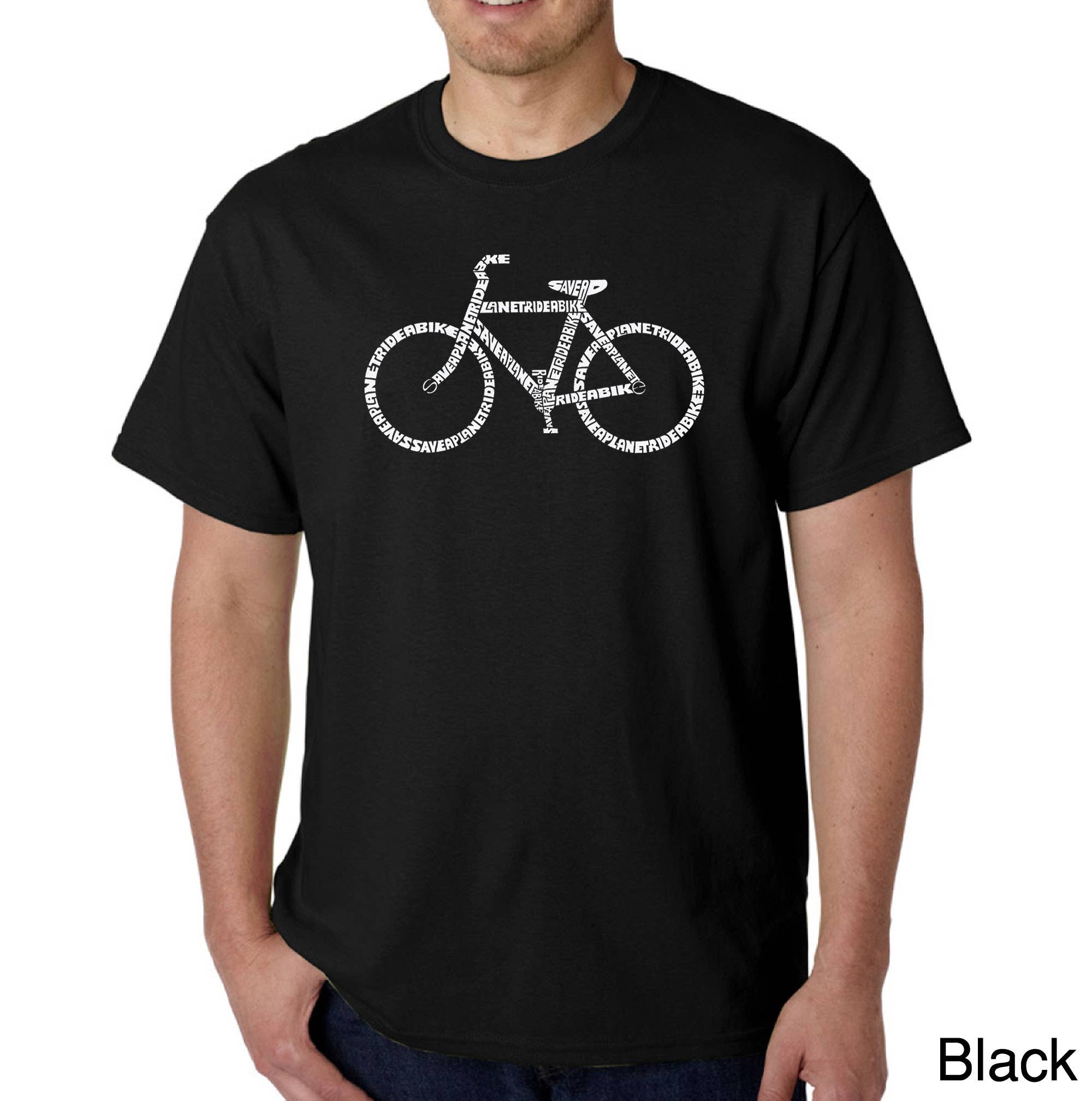 LA Pop Art - Wholesale Screen Printed T-Shirt - Men's - LA Pop Art Men's Word Art T-shirt - RIDE A BIKE0