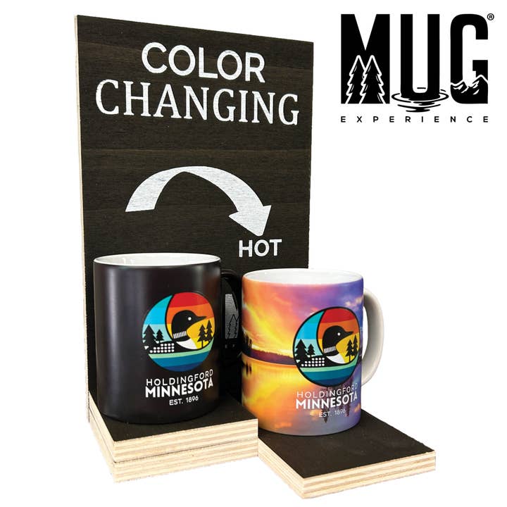 The Mug Experience - Wholesale Coffee Mug - Wooden Hot Cold Display