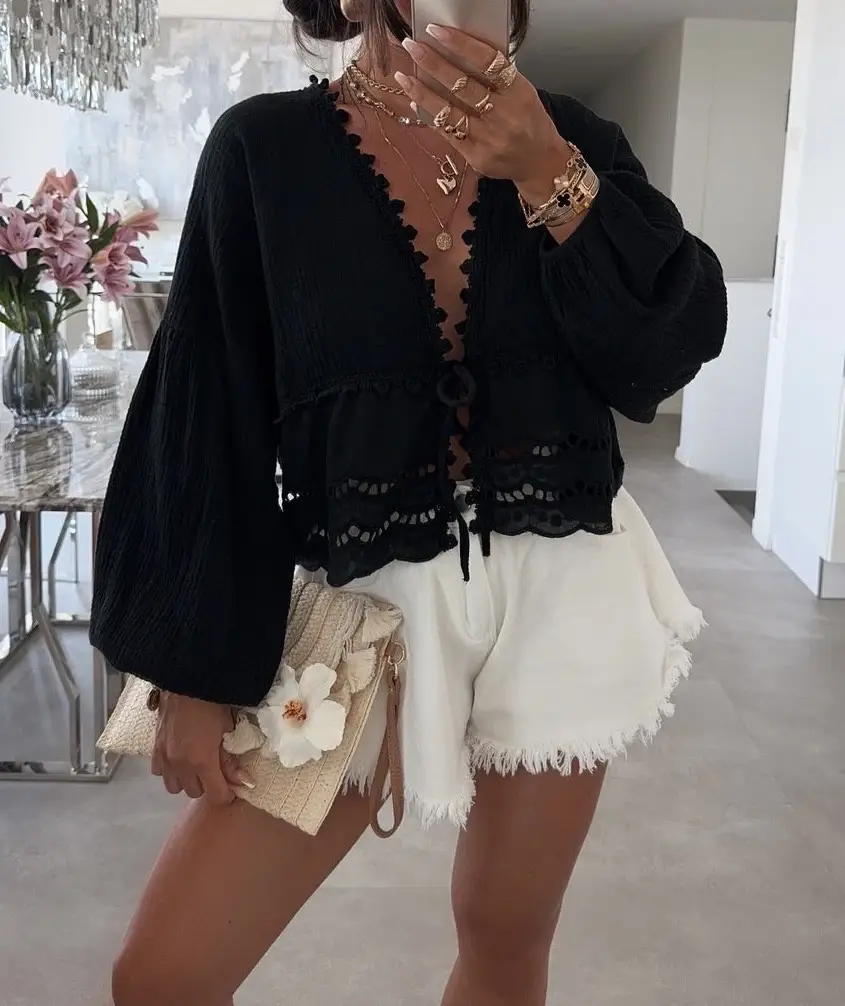 ESTEE BROWN - Wholesale Button Down Shirt - Women's - Cotton gauze top - 76426