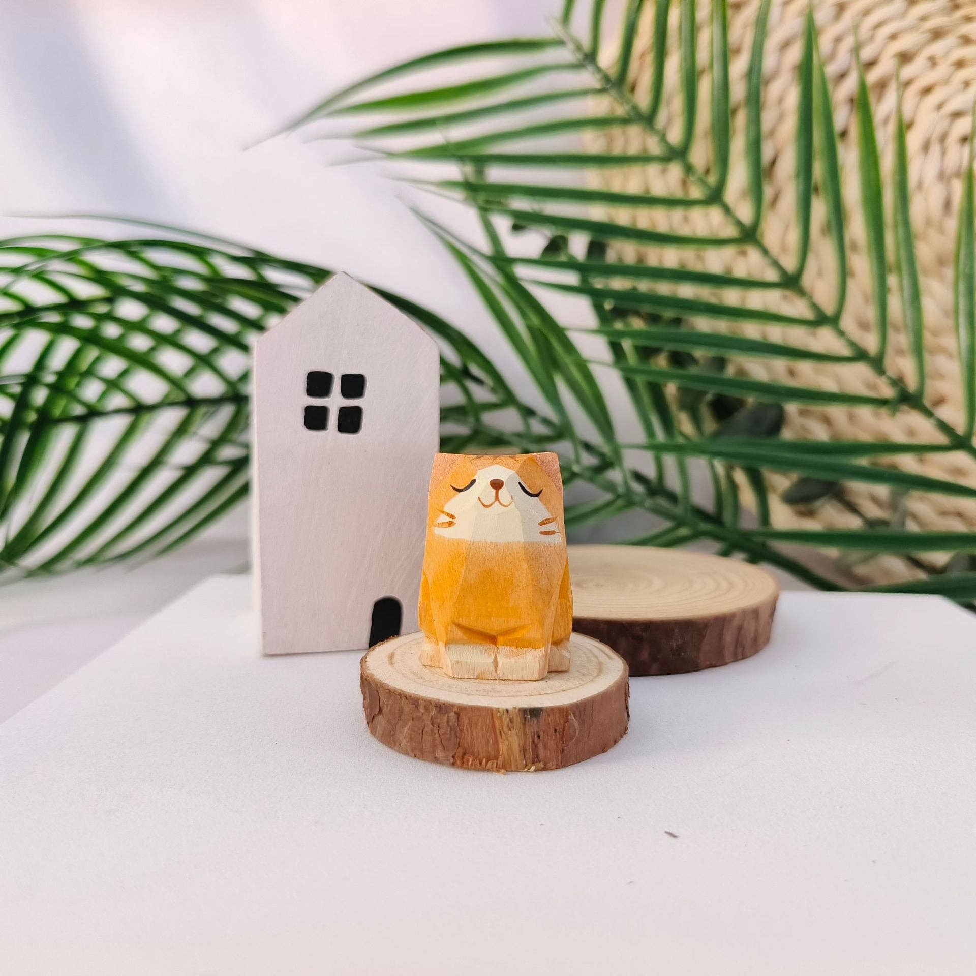 Gohobi （We cover U.S. import duties） - Wholesale Decorative Figurine - Gohobi Handcrafted Wooden Sitting Cats Ornament3