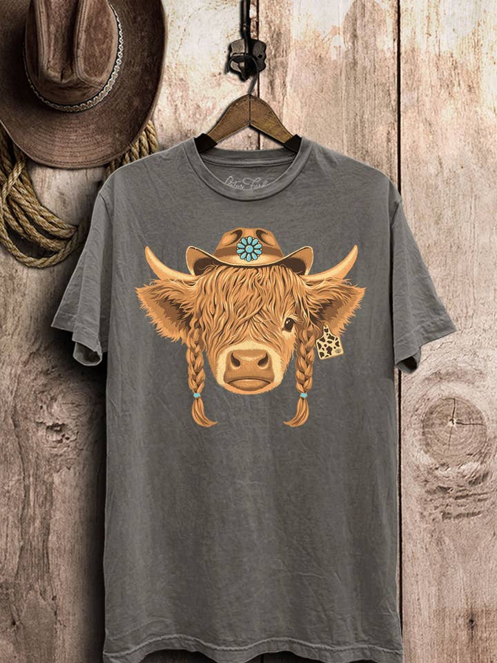 Lotus Fashion Collection - Wholesale Screen Printed T-Shirt - Women's - Highland Cow Graphic Top1