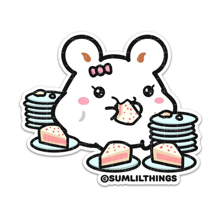Indulging Hamster Vinyl Sticker for wholesale by SumLilThings