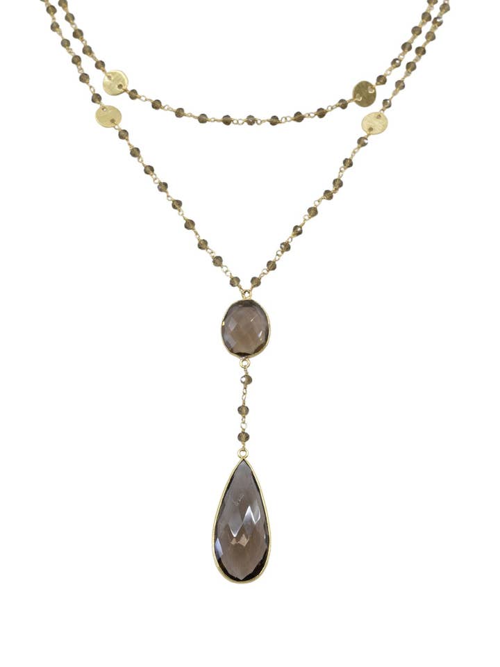 Collar doble Diana Denmark en cuarzo ahumado para venta al por mayor de A Blonde and Her Bag