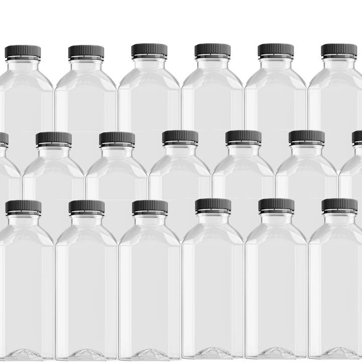 OH YES PLASTICS - Wholesale Fruit Juice - 12 oz Square Plastic Juice Bottles