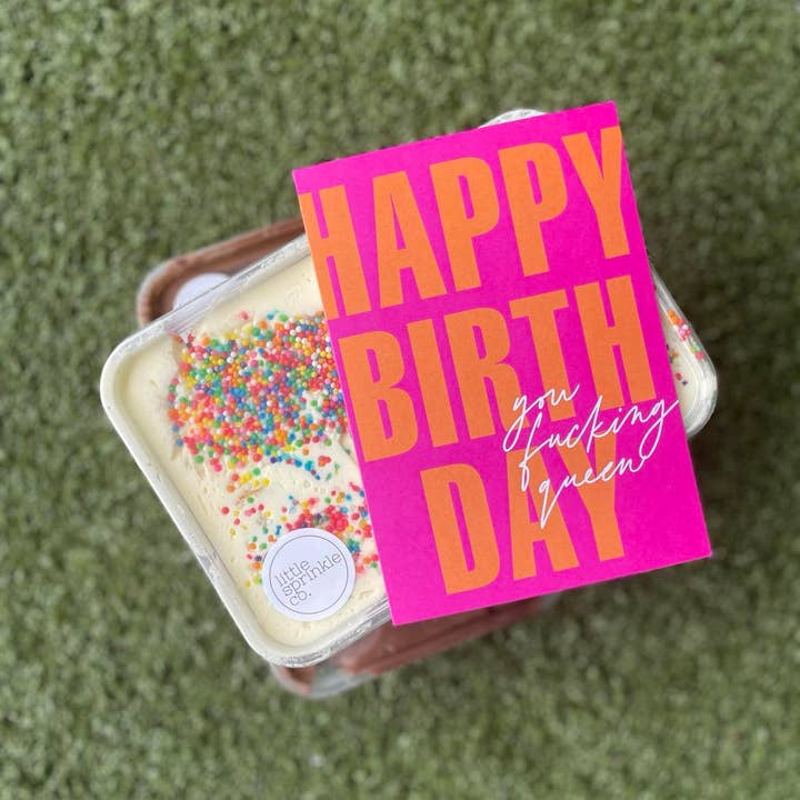 BAD ON PAPER - Wholesale Birthday card - Fucking Queen - Pink & Orange Birthday Greeting Card2