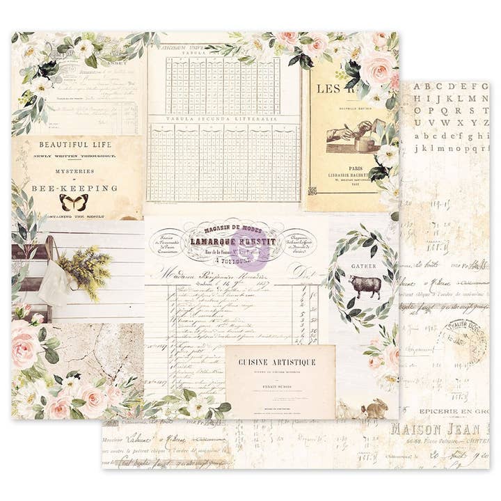 Prima Spring Farmhouse Dbl Sided Cardstock 12"x12" Gather for wholesale by Prima Marketing Inc