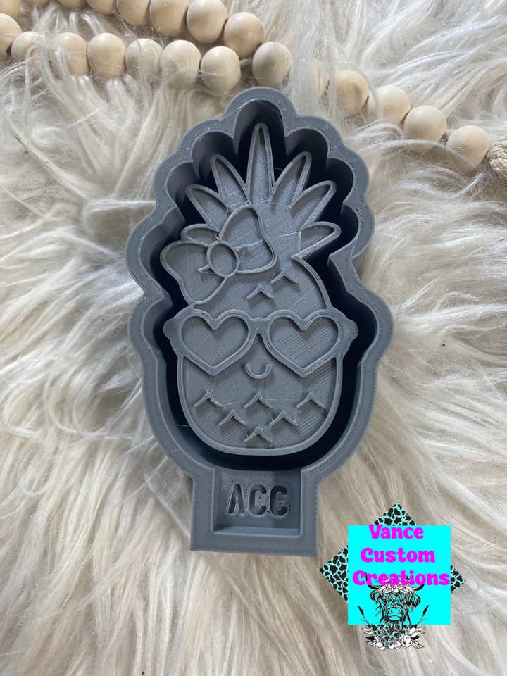 Pineapple with Sunglasses Freshie Mold for wholesale by Vance Custom Creations