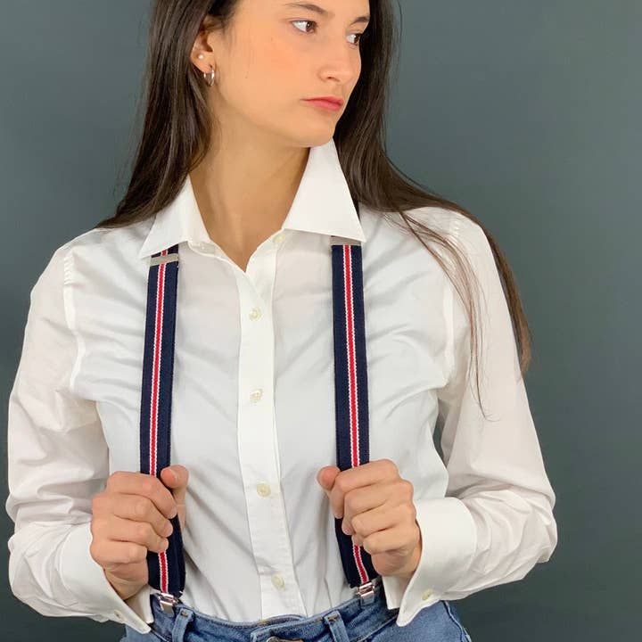 Bretelles élastiques bleu foncé, 4 points d'attache Cod 528 pour la vente par C.C.&Co.Srl