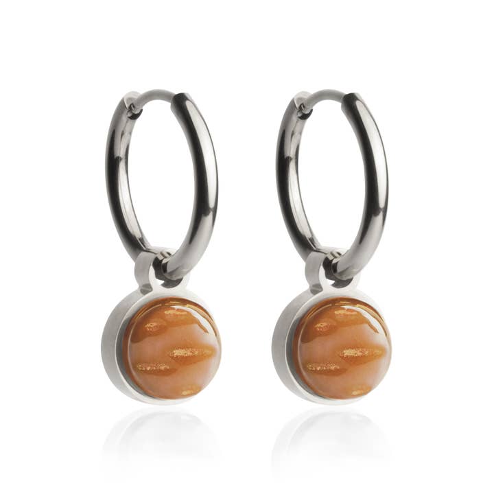 Brincos de argola Mix & Match com pendente • castanho prata/noz • 16 mm por atacado de ALEXASCHA