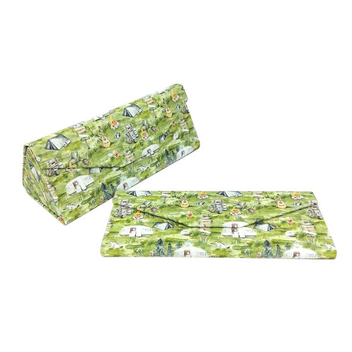 Camping Trip Glasses Case - Vegan Leather Folding Hard case for wholesale by Real Sic