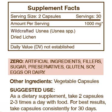 Secrets Of The Tribe - Wholesale Oral Supplement/Vitamin - Usnea Capsules