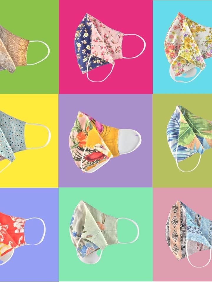 USA made Reversible fashion woven face mask for wholesale by MILEY + MOLLY