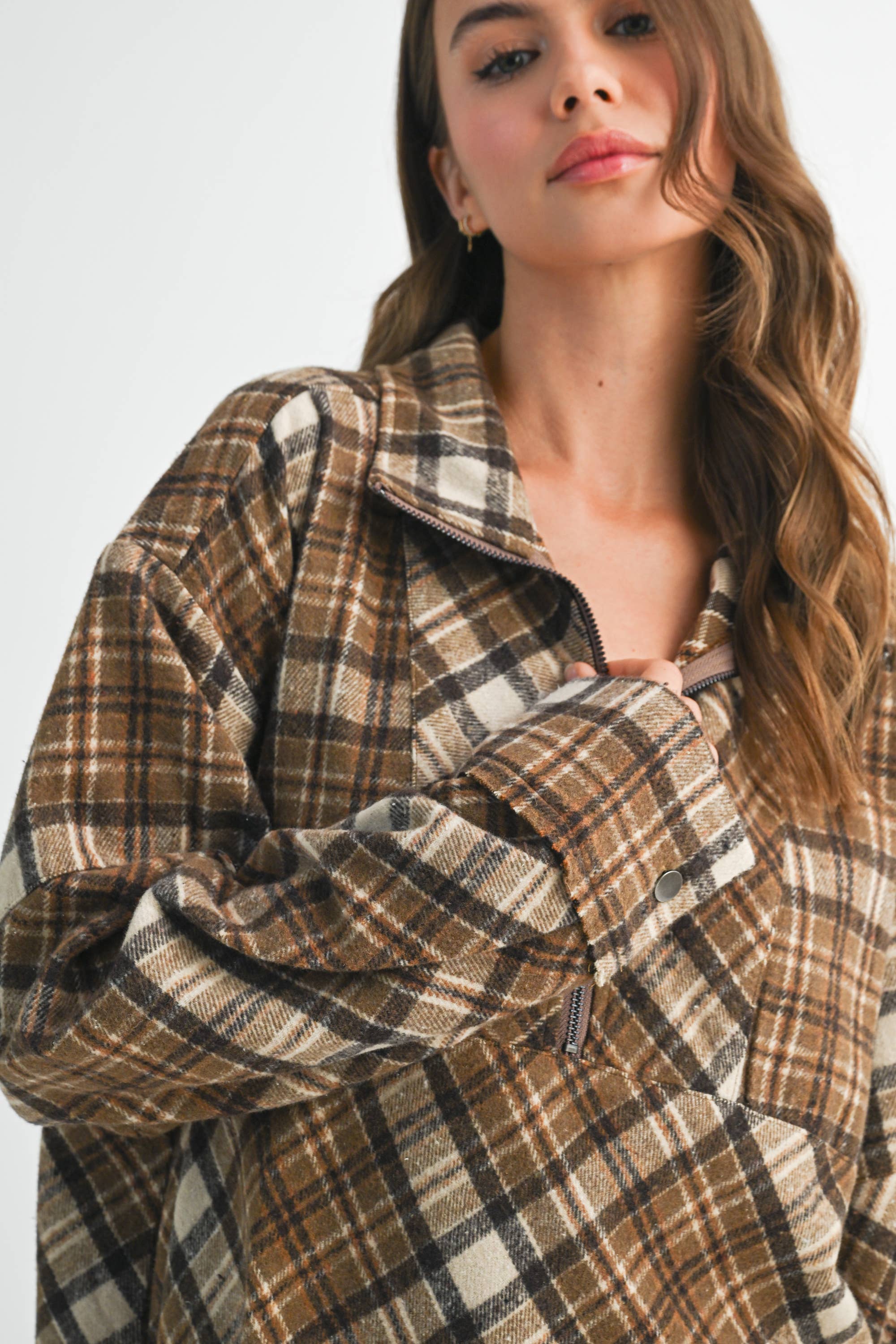 AEMI + CO - Wholesale Sweatshirt - Women's - 8421EK Mya Plaid Pullover 117