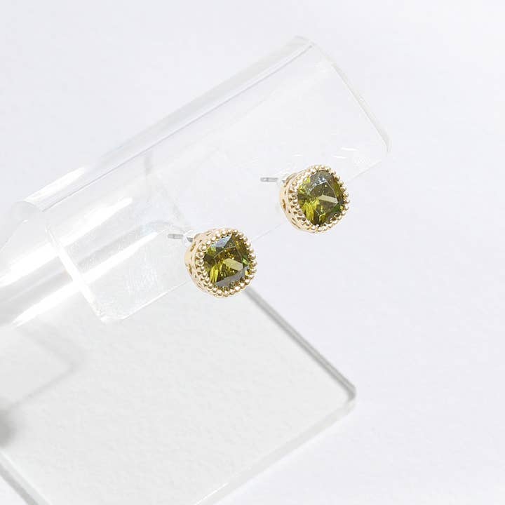 Fashion City - Wholesale Stud/Post Earrings - Gold Outline Colorful Rhinestone Post Earrings4