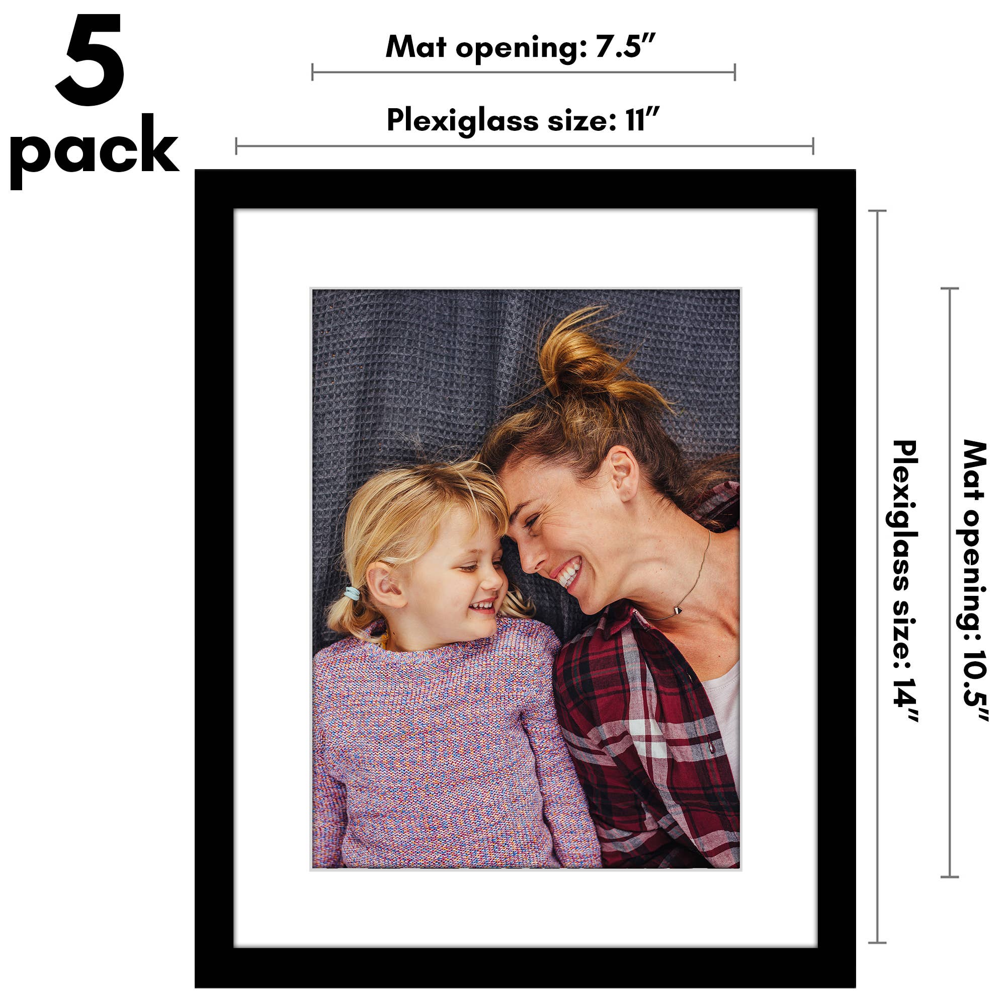 Americanflat - Wholesale Picture Frame - Americanflat 5 Pack Picture Frames With Mat Plexiglass Cover1