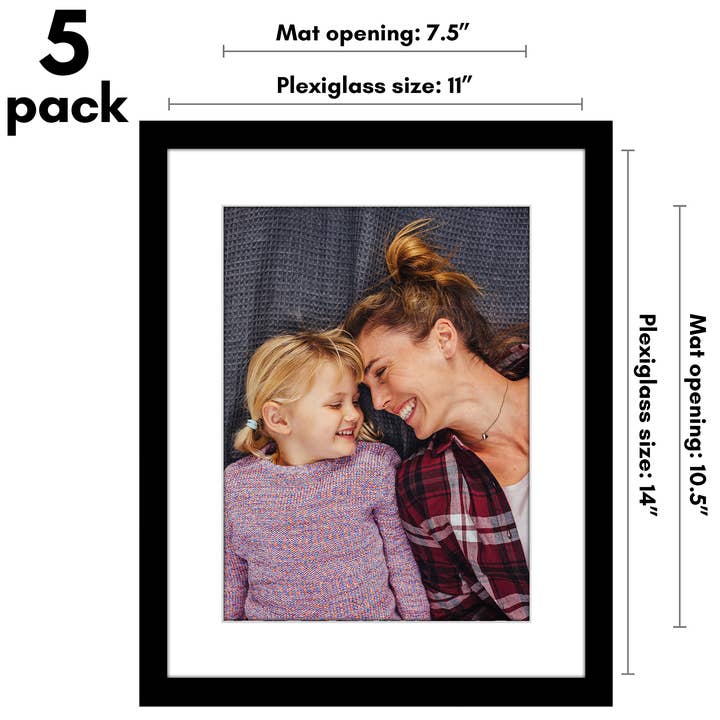 Americanflat - Wholesale Picture Frame - Americanflat 5 Pack Picture Frames With Mat Plexiglass Cover1