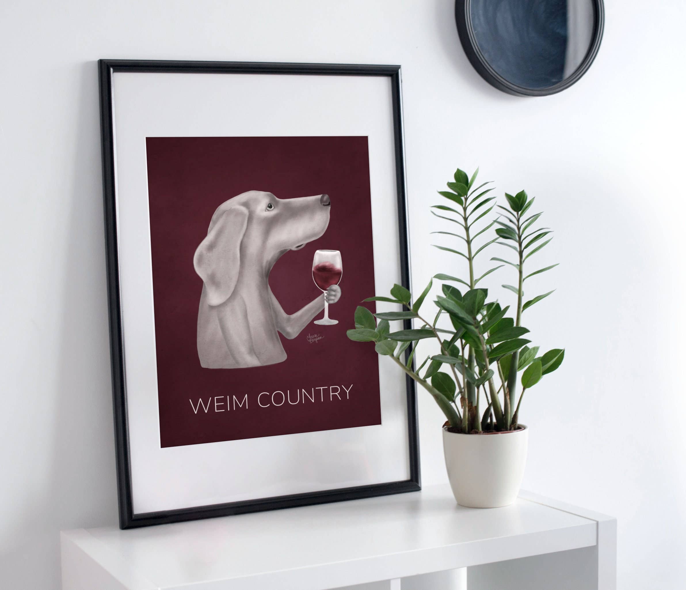 Laura Bergsma Studio - Wholesale Art Print - Weimaraner Dog Art Print, Weim Country3