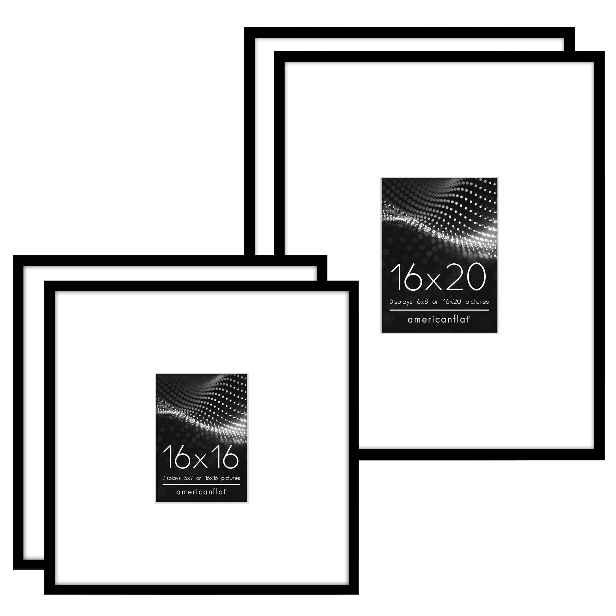 Black Set of 4 Picture Frames Gallery Wall - (2) 16x20, (2) 16x16 for wholesale on Faire0