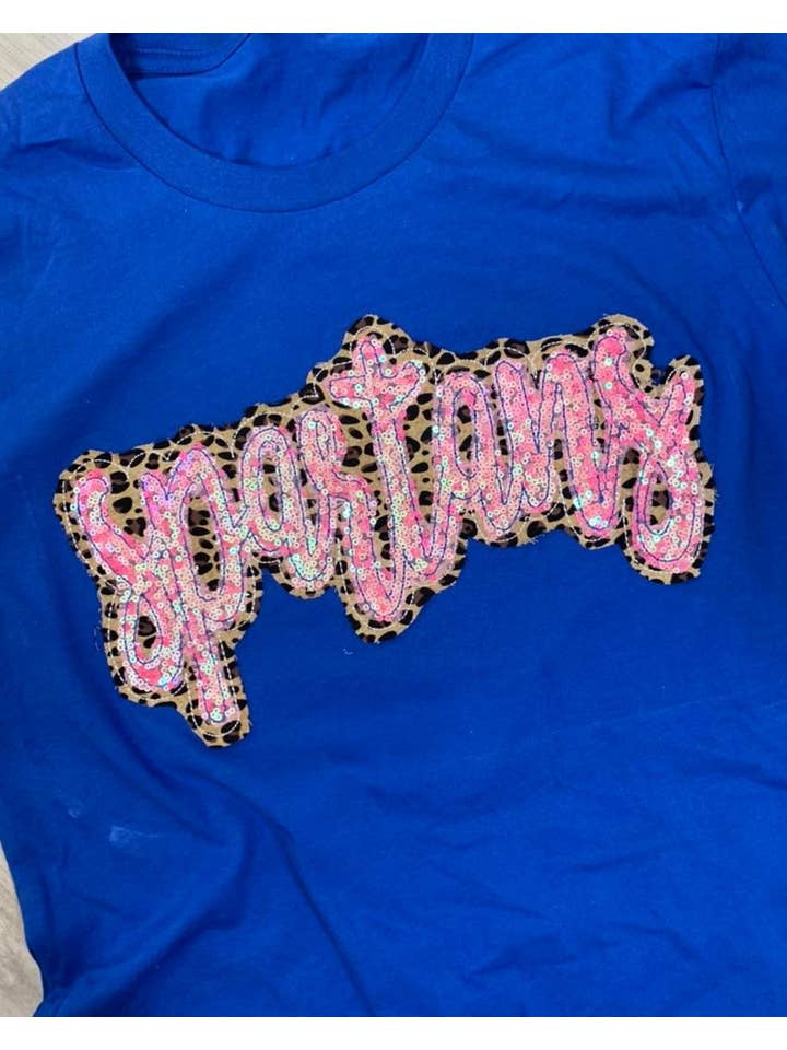 Sew Fancy Designs - Wholesale T-Shirt (Graphic) - Women's - Double Stacked Cursive Spirit Shirt - Leopard Backing