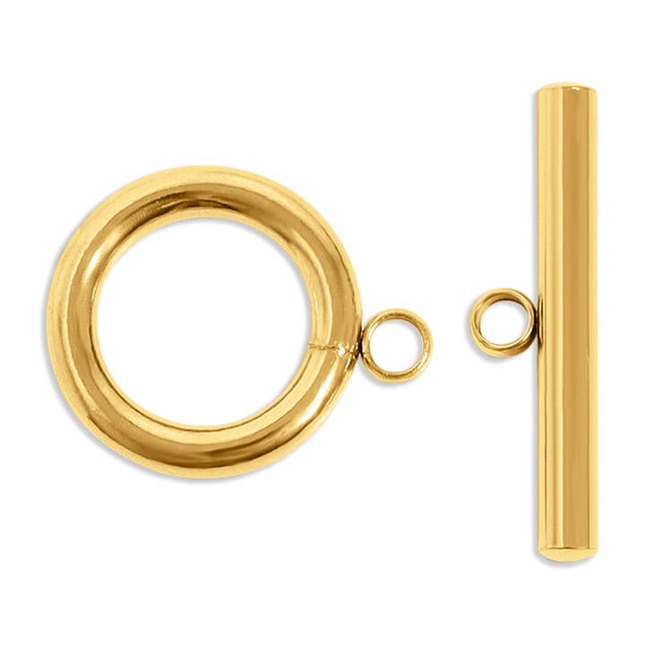 WJW - Wholesale Clasp - 18K Gold PVD Stainless Steel Small Circle Toggle Clasp2