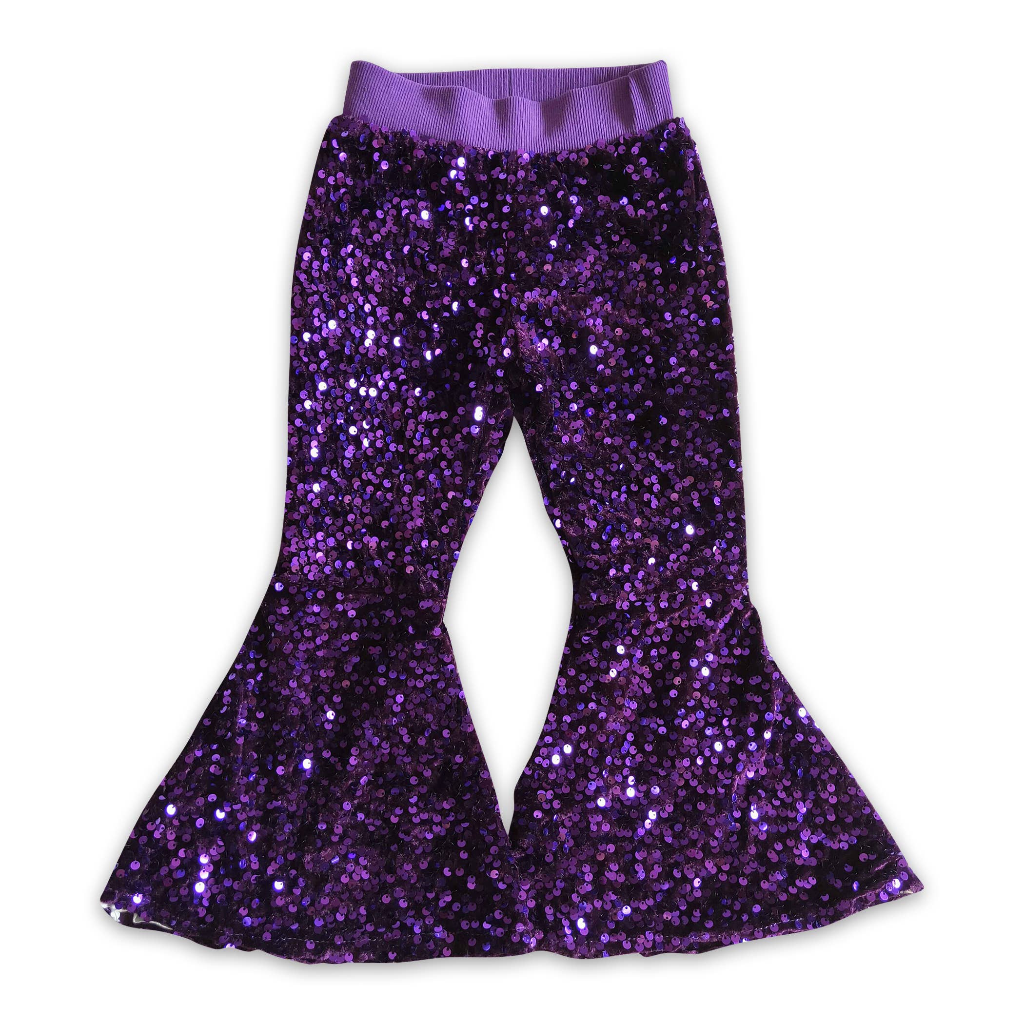 Yawoo Garments - Wholesale Pants - Kids - Green purple gold sequin girls mardi gras pants1