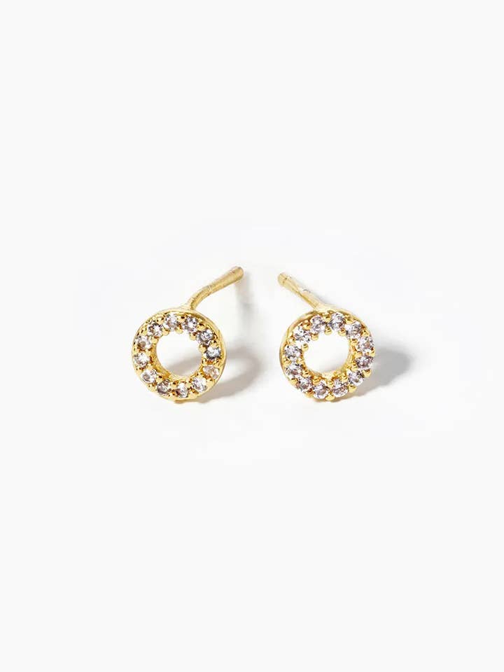 18K Gold Dipped Cz Pave 5Mm Circle Post Stud Earrings for wholesale by Wild Honey