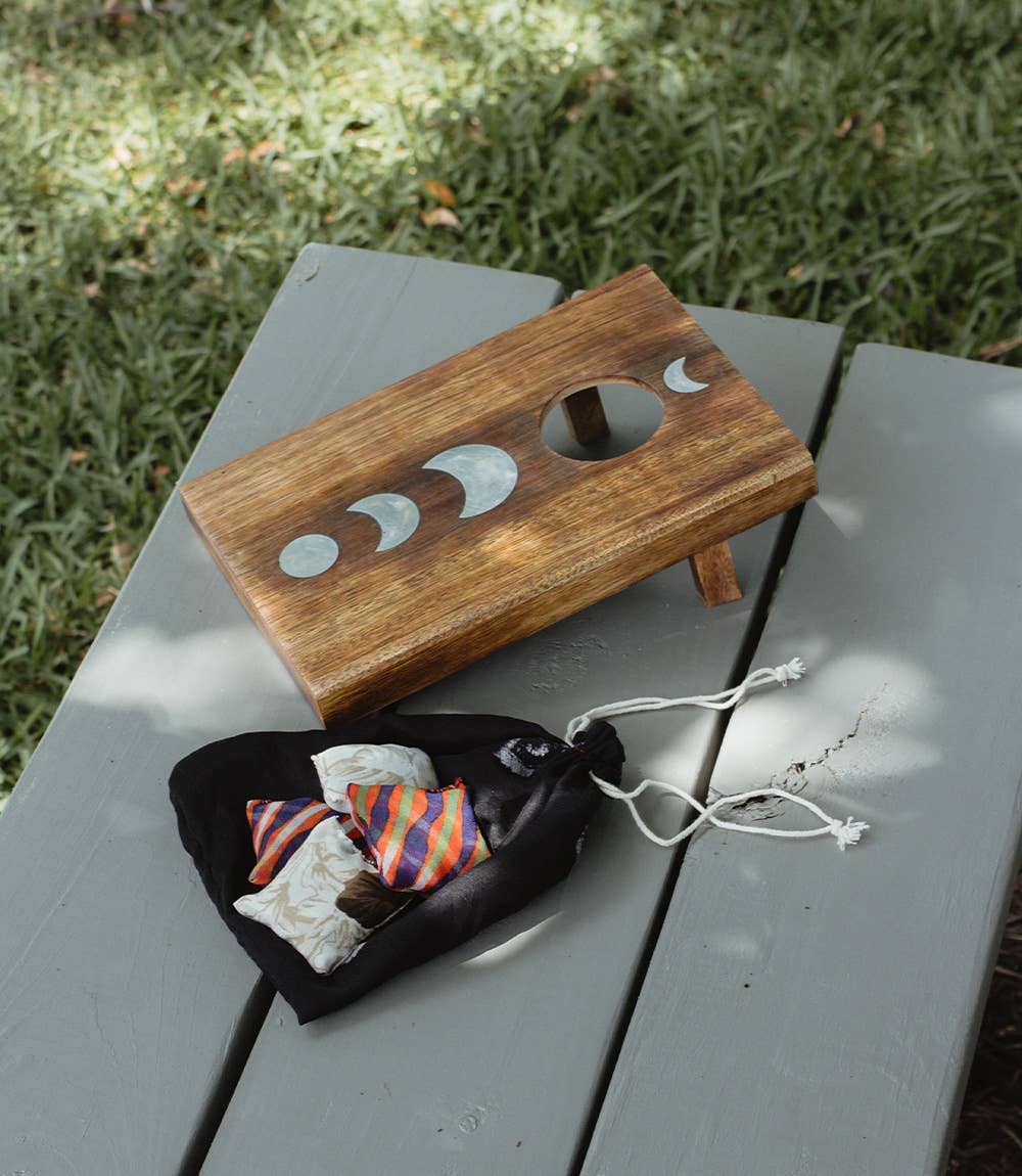 Matr Boomie Fair Trade - Wholesale Cornhole - Indukala Moon Phase Cornhole Table Game - Handcrafted Wood1