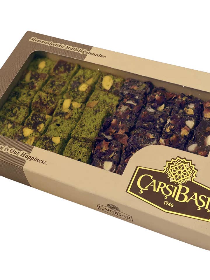 Carsibasi Premium Assorted Turkish Delight (Double Pistachio & Rose Petal) - 300g Box for wholesale by Aladdin