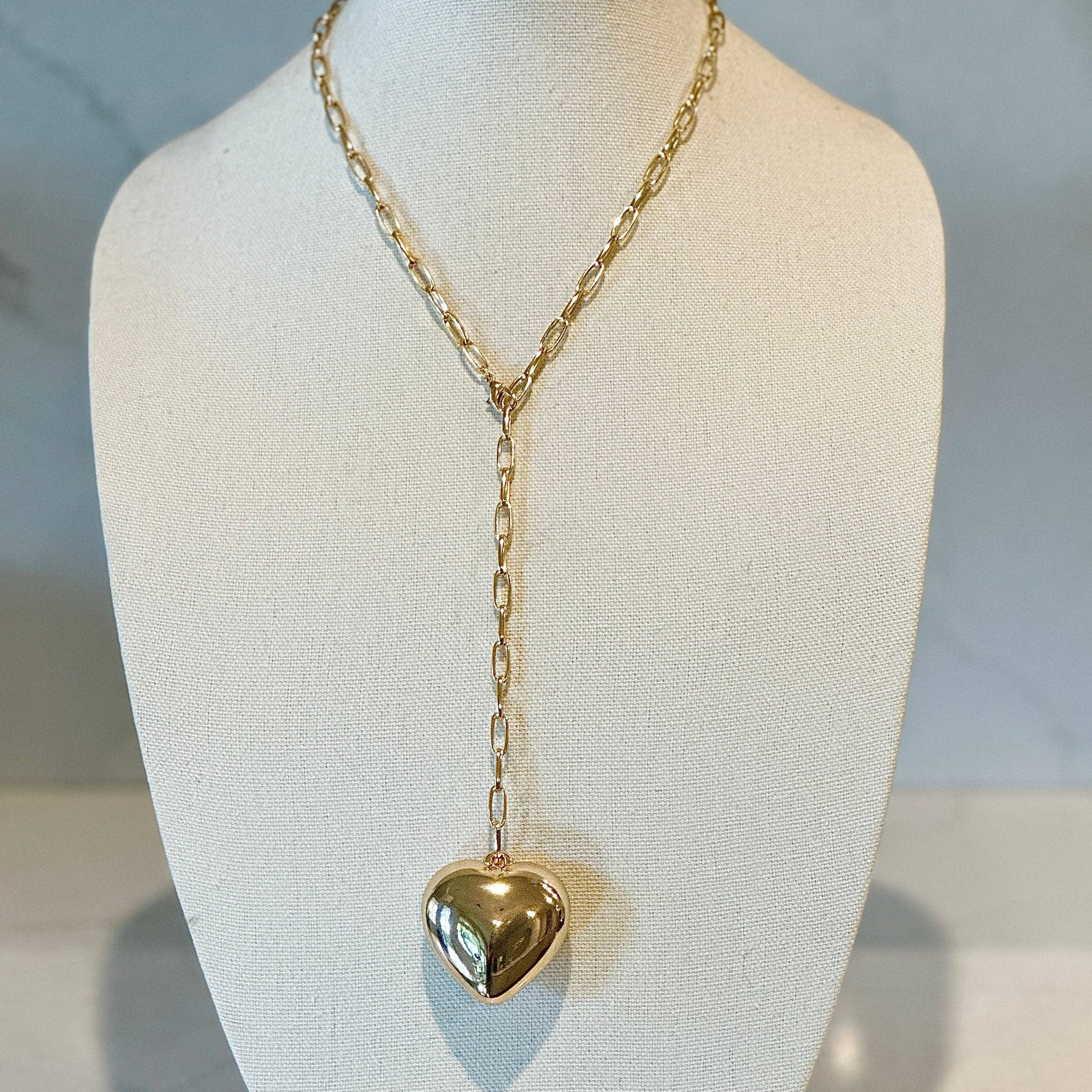 Jeny Baker Designs - Wholesale Pendant/Charm Necklace - Big Gold Puffy Heart Necklace1