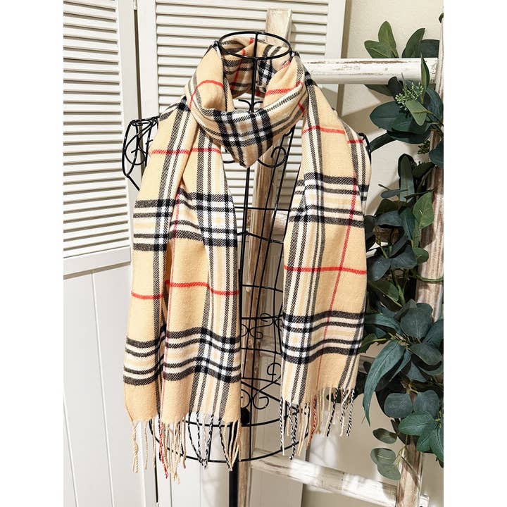 Plaid Print Fringe Scarves for wholesale by Love and Repeat