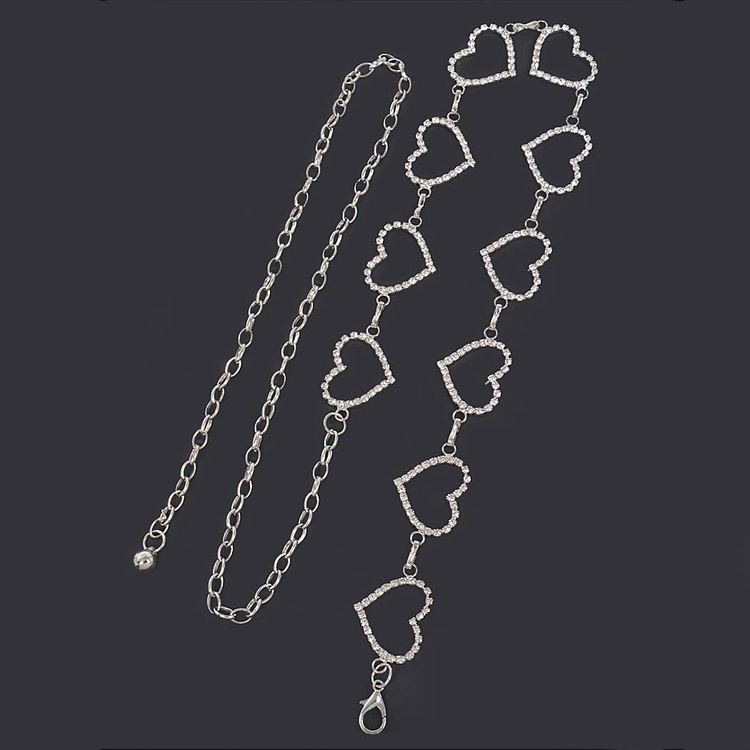 3AM BY H&D ACCESSORIES - Wholesale Belt - Women's - Multi Rhinestone Heart Shape Chain Belt2