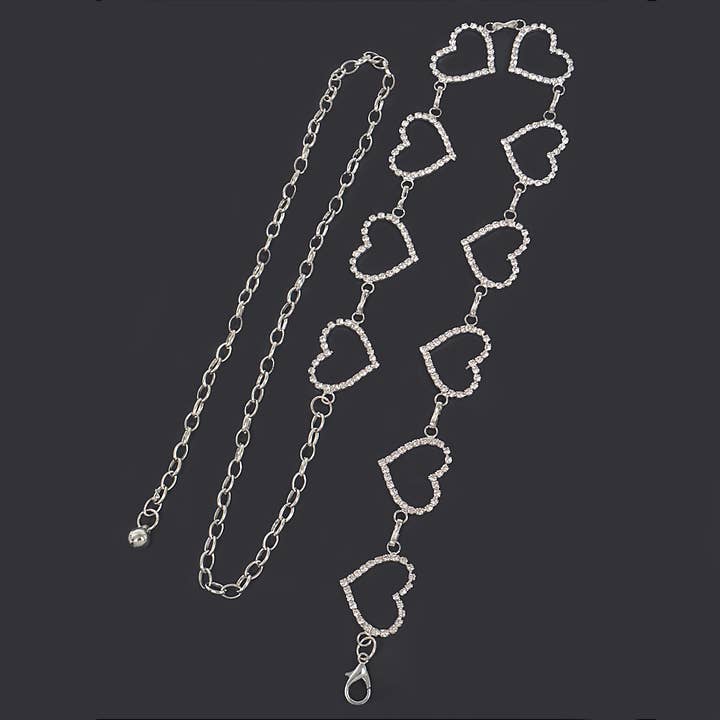 3AM BY H&D ACCESSORIES – Großhandel Gürtel – Damen – Herzförmiger Kettengürtel mit mehreren Strasssteinen2