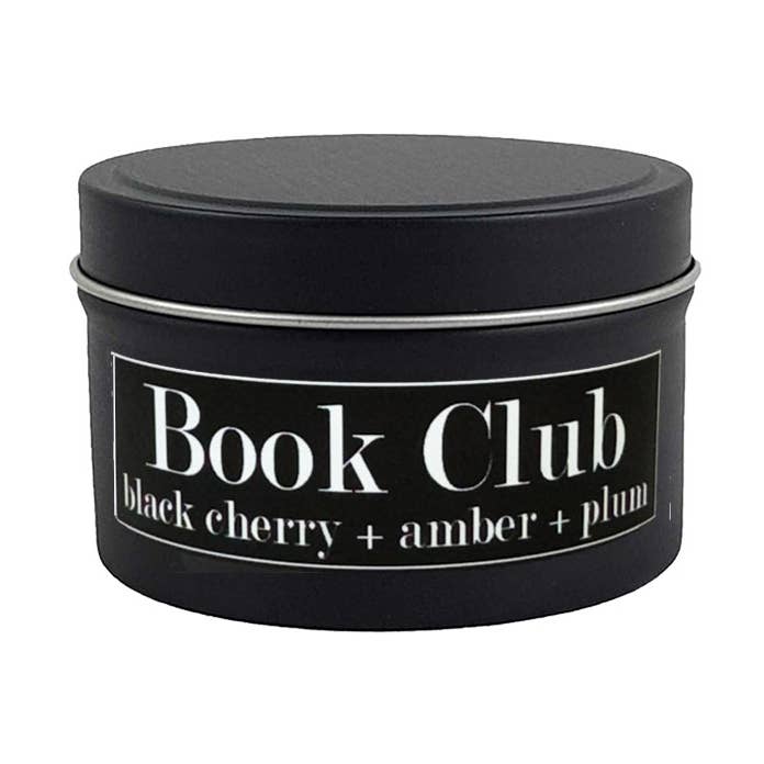 *New Scent* Book Club 4oz Candle Black Cherry + Amber + Plum for wholesale by Fly Paper Products