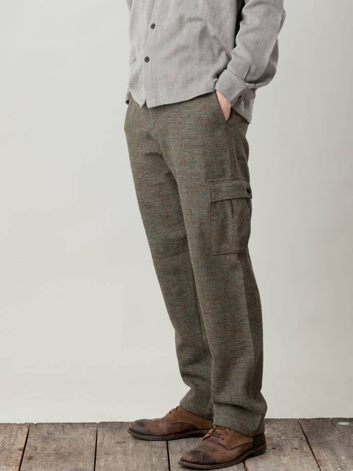 Malana Cargo Pant - Melange Wool in Marine for wholesale by Umber and Ochre