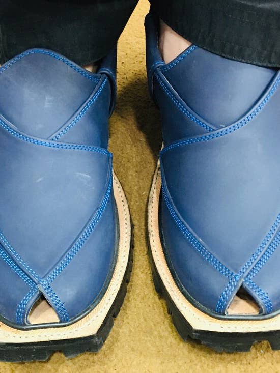Cuero de gamuza azul Peshawari Chappal para venta al por mayor de vintarust