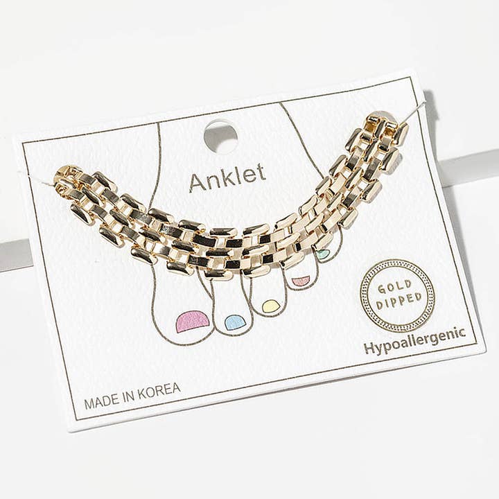 Sensibling Corp. - Wholesale Anklet - Gold Dipped Double Box Chain Anklet