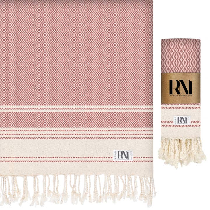 Refinery Number One LLC - Wholesale Beach Towel - Ottoman Diamond Weave Peshtemal Beach/Bath Towel 35"x71"