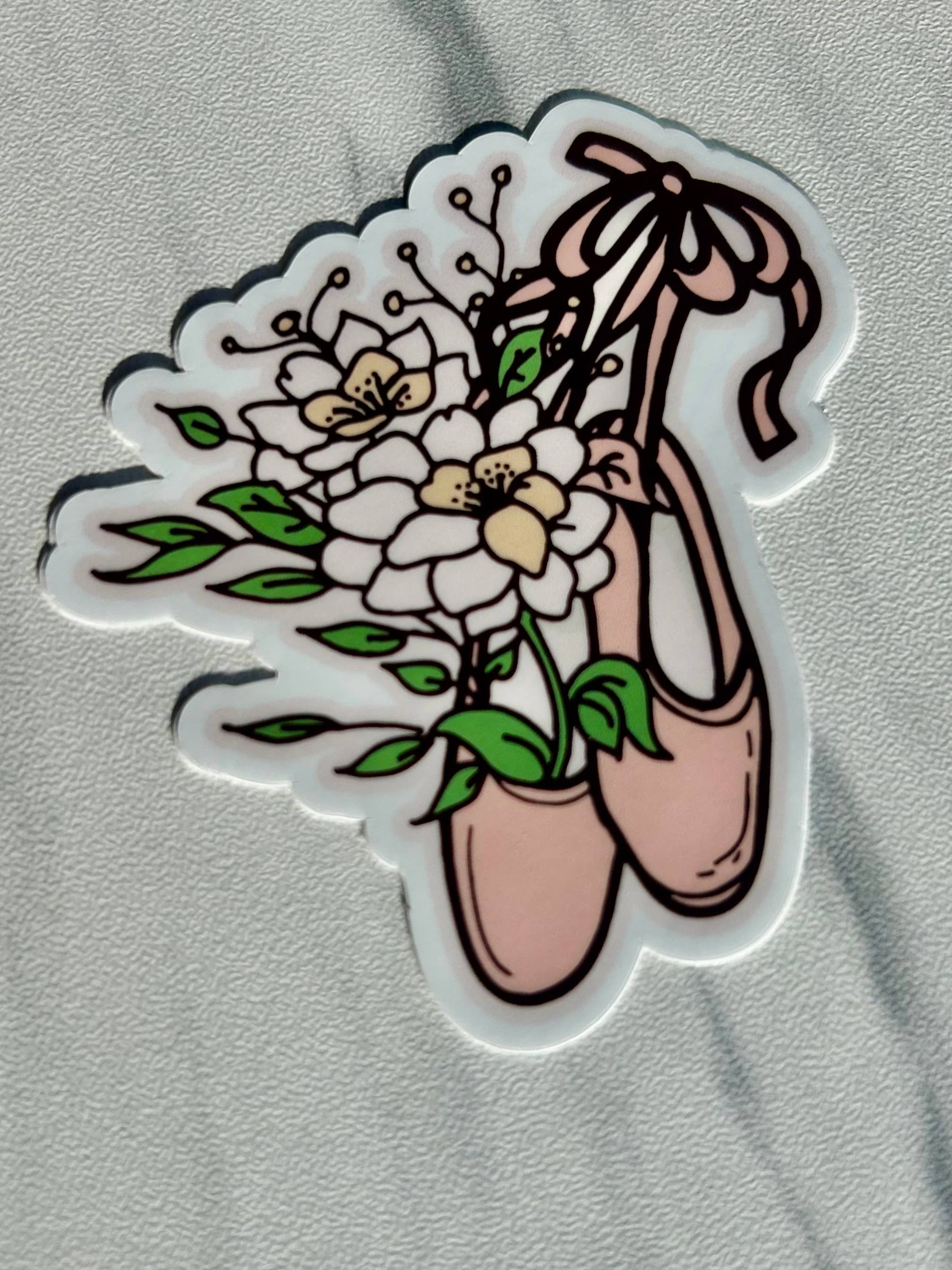 Denali & Co. - Wholesale Sticker - Pink Pointe Shoe w/ Flowers Dance Sticker1